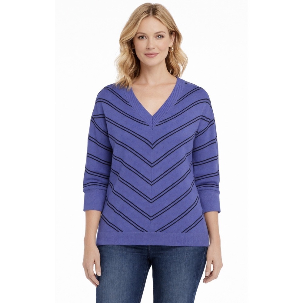 Talbots Sweater Blouse Womens Medium M‎ Blue Black